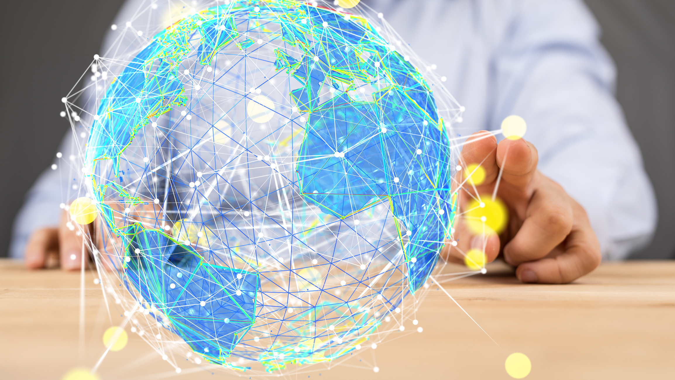mundo com raios tecnológicos simulando o comércio exterior